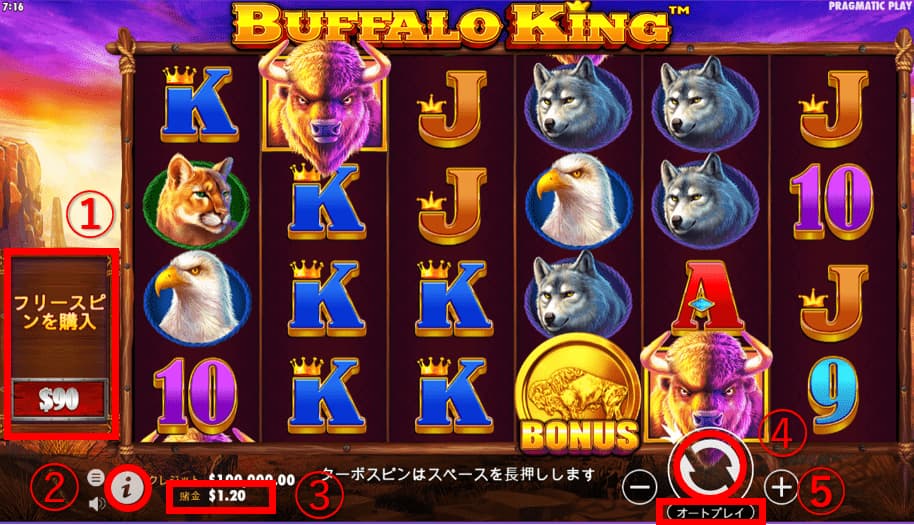 buffalo kingの操作画面