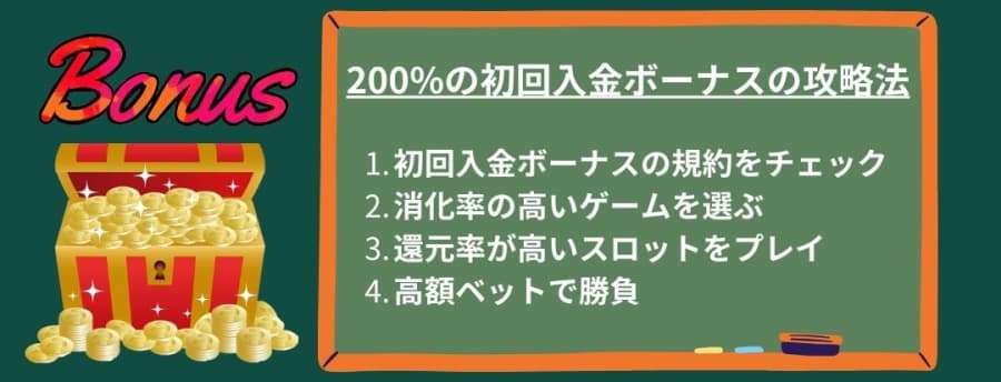 200%初回入金ボーナスの攻略法